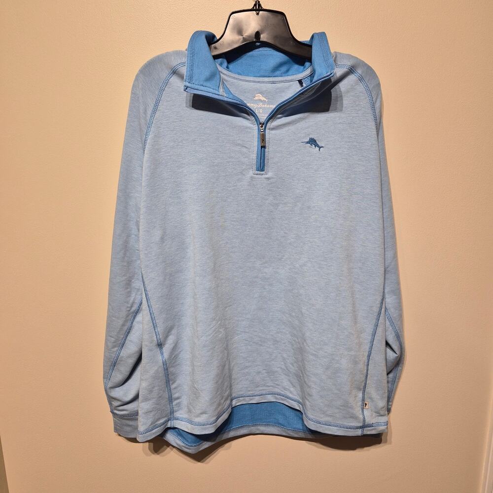 Tommy Bahama Large North Port Half Zip Sweatshirt Blue with Marlin